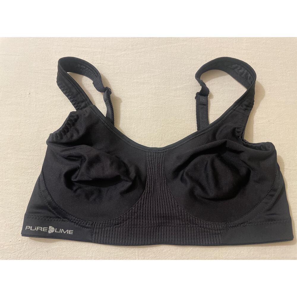 Pure Lime 34B Sports Bra Back Closure Underwireless No‎ Padding Active Workout